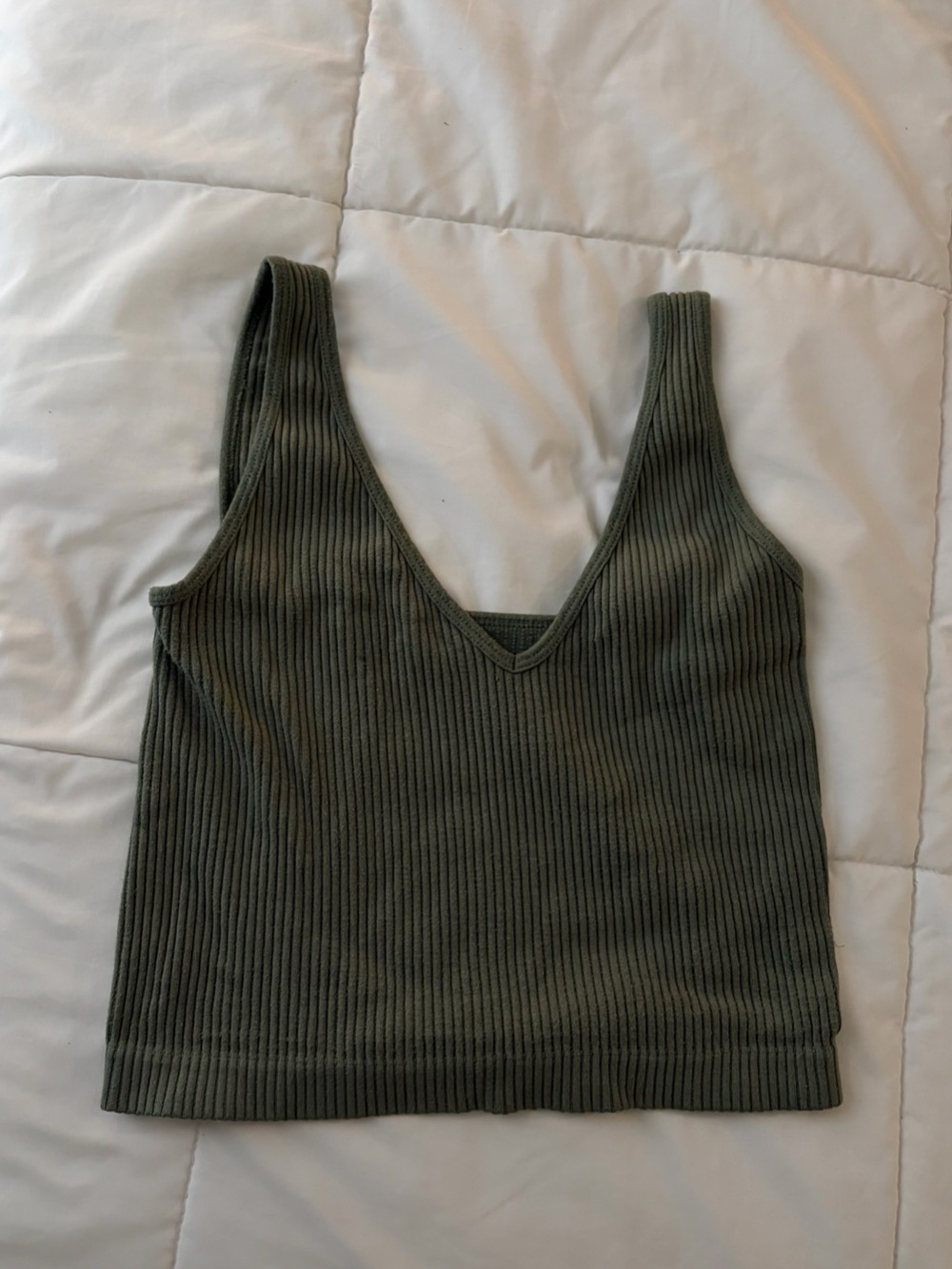 Free people green ribbed tank top